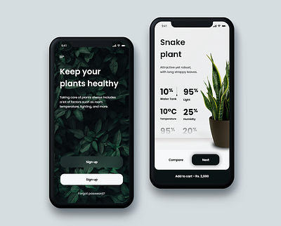 Plant care app UI app design dailyui interfacedesign ios app minimalist plant care app ui ux