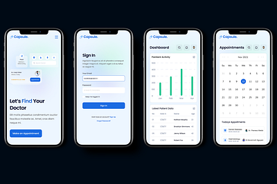 Capsule. - Appointment Template app appointment calendar capsule dashboard design doctor glow hospital like search sign in sign up