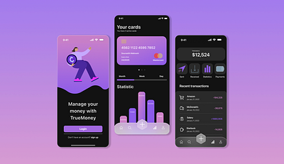 TrueMoney app UI/UX app bank dribbbleshots dribble food inspiration mobile app purple purple design purple ui redesign shop shot ui ui design