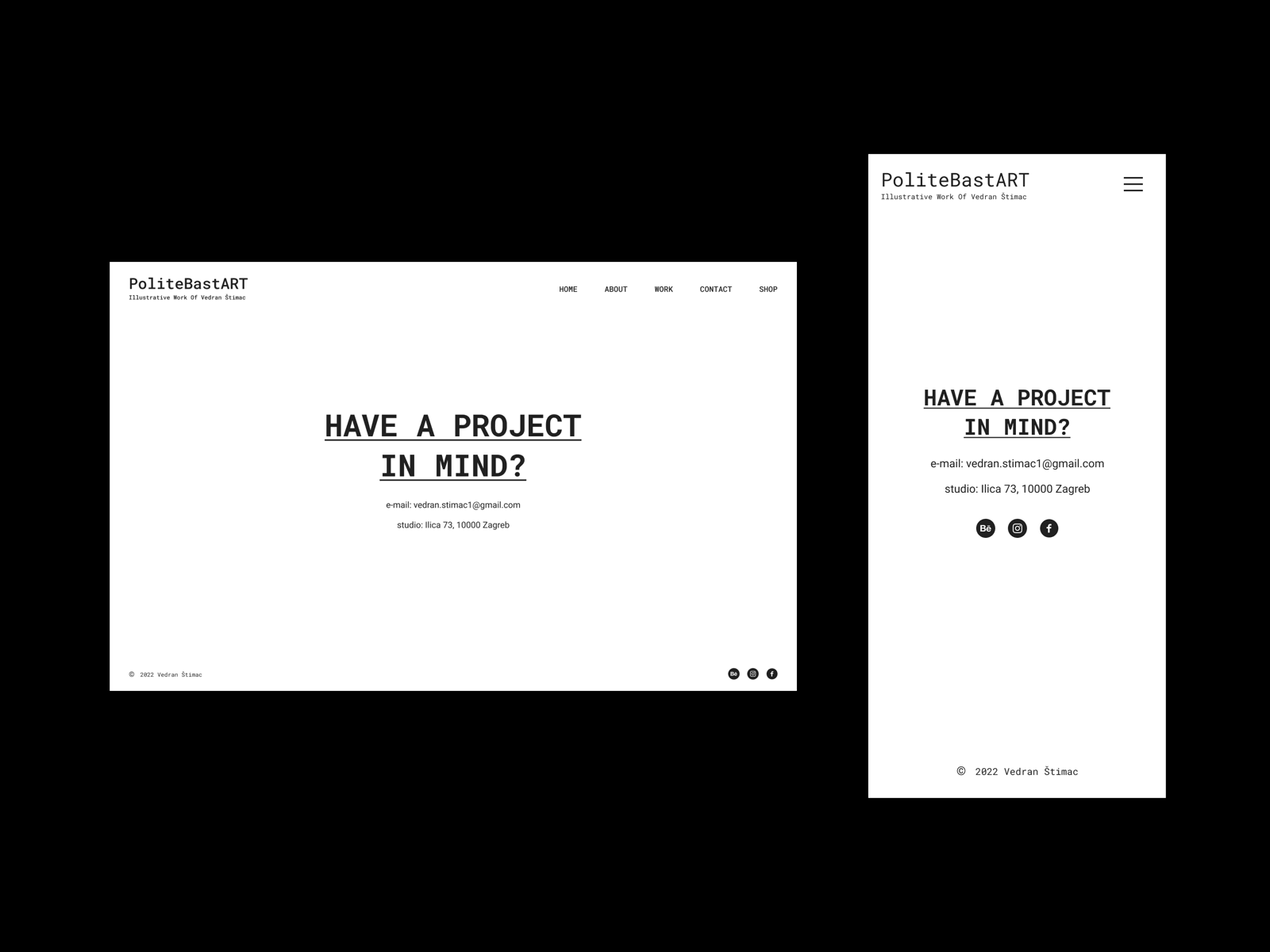 vedranstimac.com // PoliteBastART art clean contact design ill illustration minimal typography website