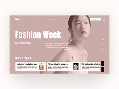 Fashion Week 一 Women Magazine | Visual Design blog website branding design freelancer hero section landing page logo magazine product page service typography ui ux visual identity web web design web page website вебдизайн дизайн