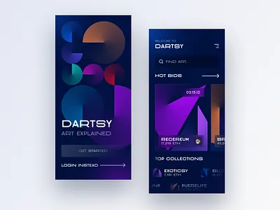 NFT Marketplace - Mobile App app blockchain clean crypto cryptocurrency dark design digital art ethereum fintech interface ios marketplace mobile mobile app mobile app design nft startup ui ux