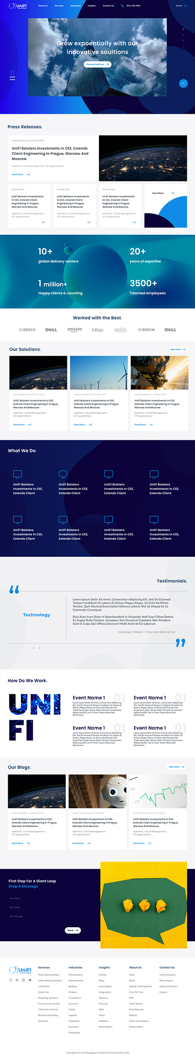 Unifi Management solutions corporate website adobe blue branding business classic clean consult consultancy corporate design figma graphic design illustration it ui user experience user interface web website xd