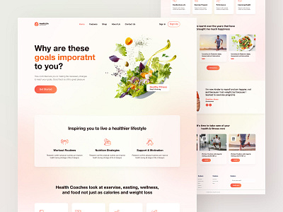 Health & Fitness Landing Page clean colorful fitness fresh glassmorphism gym health landing page minimal modern restaurant trendy ui design web design