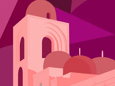 Palermo in pink architecture design flat illustration palermo pink sicily vector