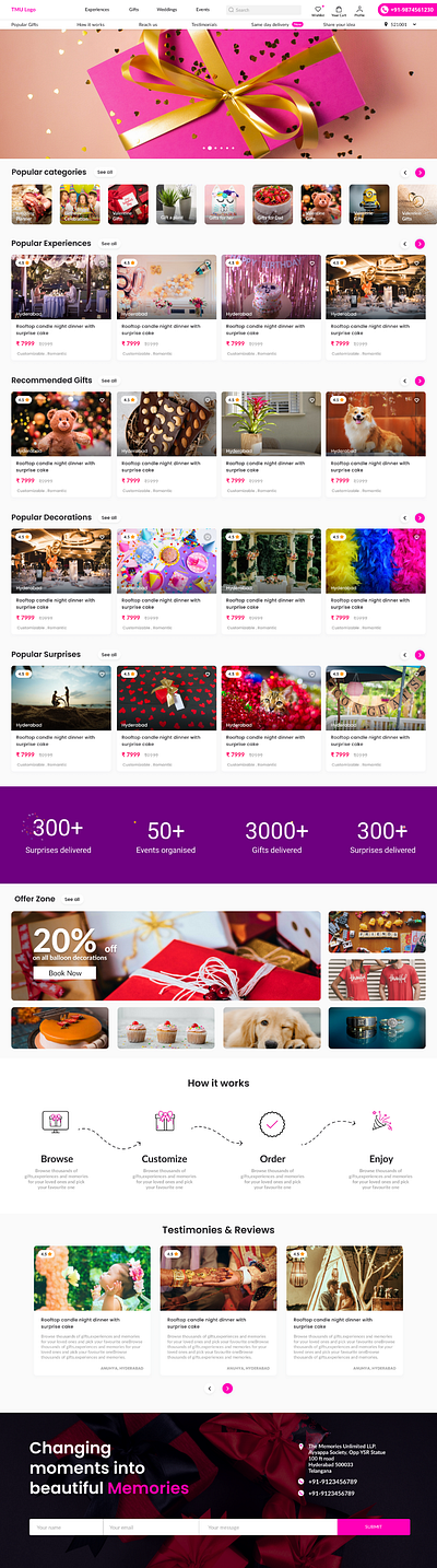 Memories unlimited website adobe book classic clean design ecommerce experience figma gift home interface landing love site surprise ui user ux web xd