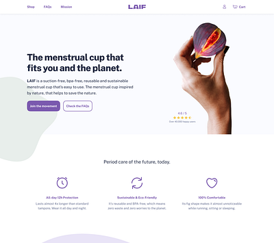 LAIF 1 design system eco environment feminism figma menstrual cup social ui design ux design