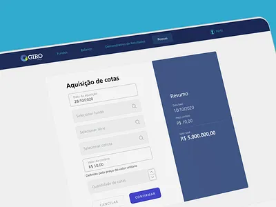 Giro.tech Share Buying checkout finance fintech form product design sum summary total user interface ux