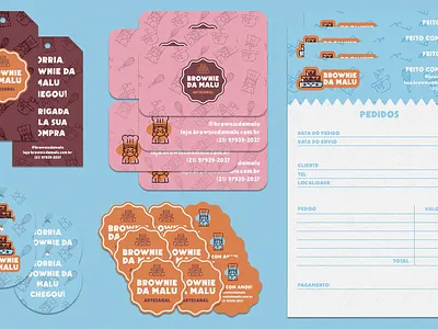 Brownie da Malu brand identity branding brownie business card cake cake shop candy candy shop chocolate chocolate bar design graphic design illustration logo stationery sugar sugary sweet tags visual identity