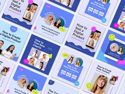 Collaboration Posts | Social Media Templates for Canva canva collaboration colorful instagram instagram post instagram template interview live live stream podcast social media social media design