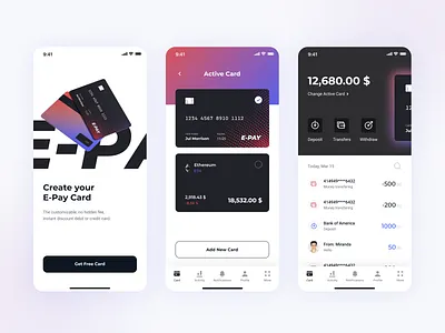 E-Pay Finance Mobile App finance mobile ui
