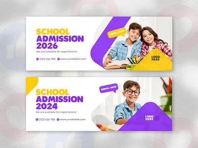 School Admission Facebook Cover And Web Banner Design Template template