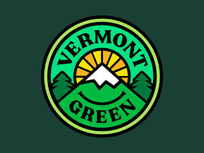 Vermont Green FC badge club crest football green logo mountain smile soccer sun trees vermont