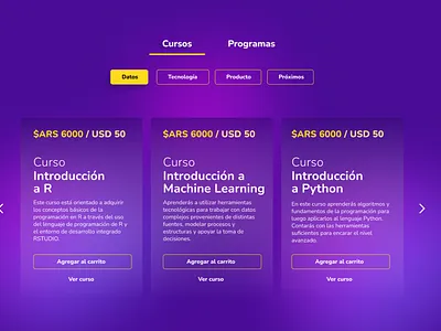 Cards carousel design gradients ui ux