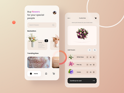 flowers - Mobile app concept design 2022 2022uidesigntrends app design design2022 flowerapp ui valentines