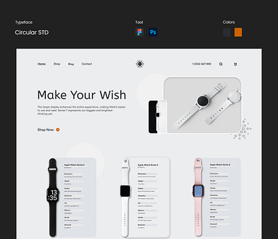 Smart Watch Landing Page Design 3d animation branding design graphic design hola lab landing page design logo motion graphics ui