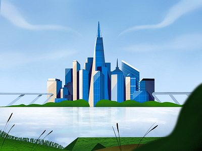 City big city building business city color design illustration landscape new york office procreate skyscraper town vector