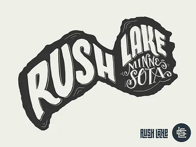 Rush Lake for Lakes Supply Co. apparel cabin fishing hand lettering handlettering hat illustration lake logo minnesota outdoors t shirt