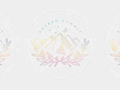 Holographic Foil Sticker celestial esoteric event foil holographic foil laurel line art logo logomark moon mountain sticker summit