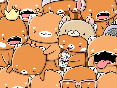 Red Panda Party character character design characterdesign cute design digital art doodle illustration japanese kawaii kawaii art panda redp