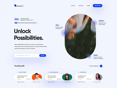 Beskilled - Elearning Landing Page animated website clean clean ui courses dribbble best shot ecourses education education website elearning learning management system lms modern ui smart learning study ui ux web design website website concept website design