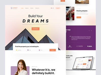 architech👷‍♀️ • The Architect Landing Page architect architectural architecture design landing page landing page design minimal property real estate ui ux web design website