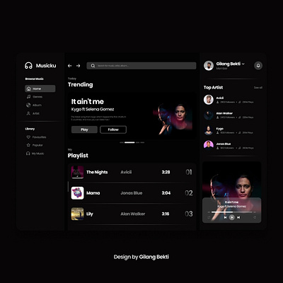 UI Exploration Music App - Musicku music ui web