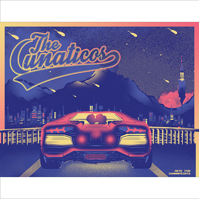 As the love continues car city digital painting futurism graphic design illustration kiss music poster sci fi