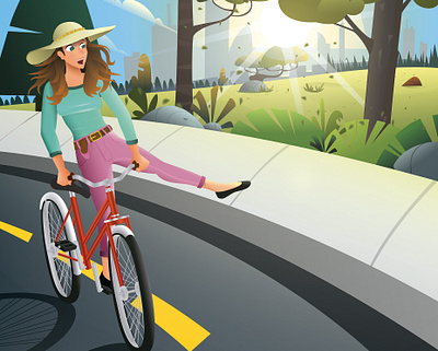 Yuppi. Cyclist illustration vector