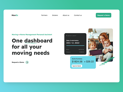 Dashboard for new homeowners adobe xd dashboard home landing page movers ui design utilities ux design website website design