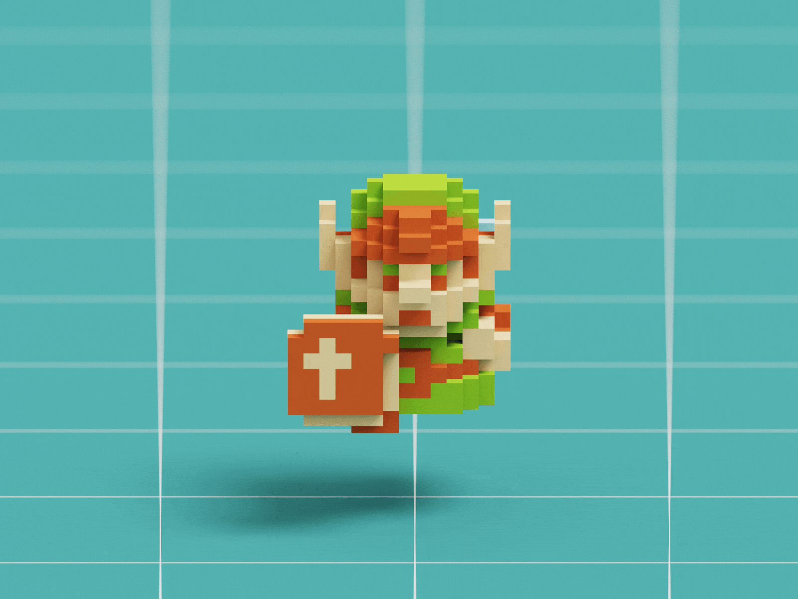 Link 3D 3d amiibo link magicavoxel nintendo pixelart voxelart zelda