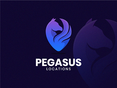 Pegasus Location brand branding corporate design graphicdesign horse illustration location logo logoanimal logotype map media pegasus pin socialmedia vector