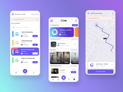 Gym App for Member animation app booking branding class design gym logo memberships mobileapp trainer ui vector