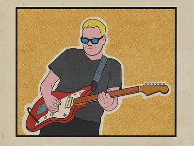 Aaron on guitar band cartoon comic concert guitar illustration live music musician outline pop art procreate