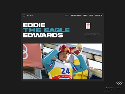 Eddie The Eagle Edwards | Movie website bigair calgary canada challange cinema daily inspiration dark eddie the eagle jumping minimal olimpic olympic games promo ski skiing sport ui ux winter games