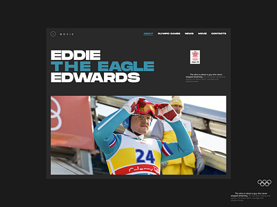 Eddie The Eagle Edwards | Movie website bigair calgary canada challange cinema daily inspiration dark eddie the eagle jumping minimal olimpic olympic games promo ski skiing sport ui ux winter games