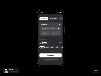Payment bank card concept daily ui design design app design card design pay niki e pay payment ui ux