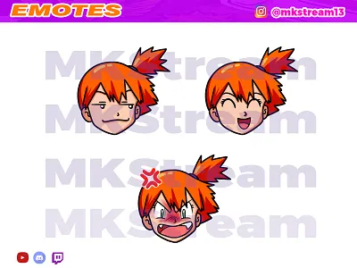 Twitch emotes pokemon misty pack animated emotes anime cute design emotes girl goku hype illustration misty pokemon sub badge twitch emotes