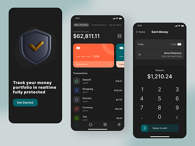 Mobile Bank App adobe xd app bank dark dark mode e bank figma mobile transfer transfers ui ui design ux ux design web concept web design