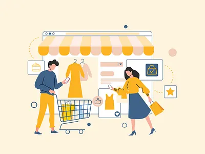 E-commerce - Illustration concept art direction brand assets brand design branding colour palette graphic design identity design illustration ui vector vector illustration