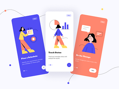 Plan Tracking App: Onboarding design illustration mobile mobile app onboarding onboarding screens plan product design target track ui ux