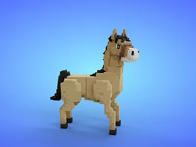 Voxel Farm Animals - Horse - Game Asset 3d 3d model cartoon fantasy farm game art game asset horse low poly lowpoly stylized voxedit voxel art voxels