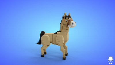 Voxel Farm Animals - Horse - Game Asset 3d 3d model cartoon fantasy farm game art game asset horse low poly lowpoly stylized voxedit voxel art voxels