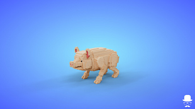 Voxel Farm Animals - Pig - Game Asset 3d 3d model animal animals animated cartoon fantasy farm game art game asset low poly lowpoly pig stylized unity unreal engine voxedit voxel voxel art voxels