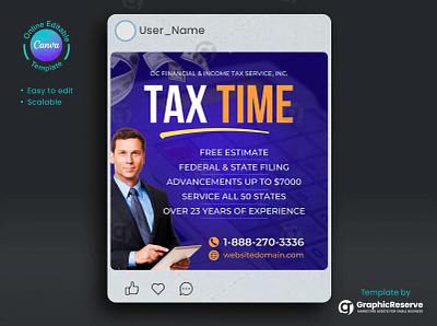 Tax Time Social Media Poster Canva Design Template 1080x1080 canva template accountant social media poster customizable legal poster customizable tax design financial advisor marketing legal marketing templates social media poster design tax attorney social media tax lawyer canva template tax lawyer digital marketing tax preparation template tax season marketing tax time canva template vista print standard design