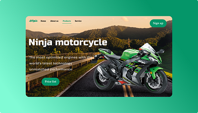 Ninja Motorcycle Landing Page ui