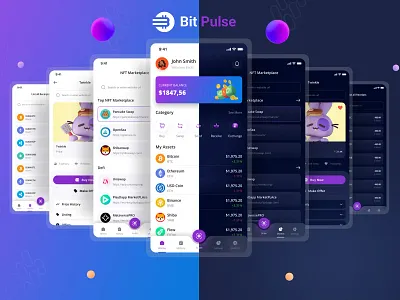 Bit Pulse - Crypto Wallet Mobile App app best crypto wallet best wallet app bitcoin wallet blockchain wallet crypto wallet fintech mobile app nft wallet personal wallet wallet app wallet app design