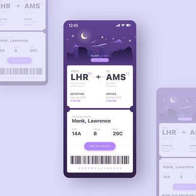 Airport Boarding Pass app dailyui graphic design mobile ui ux