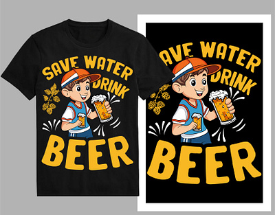 Save water drink beer T-Shirt design alcoholbottle barlogo beerart beerbottle beercan beerglass beerlabel beerlife beerlogo beerlover beermerch beertee beertime bottle bottlelabel brewery cooltshirt t shirtdesign typography vintage