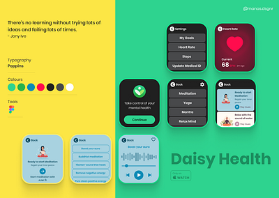 Apple Watch - Daisy Health apple watch apple watch design apple watch ui design health app meditation app user experience user interface user research watch os watch ui design watch widget yoga app